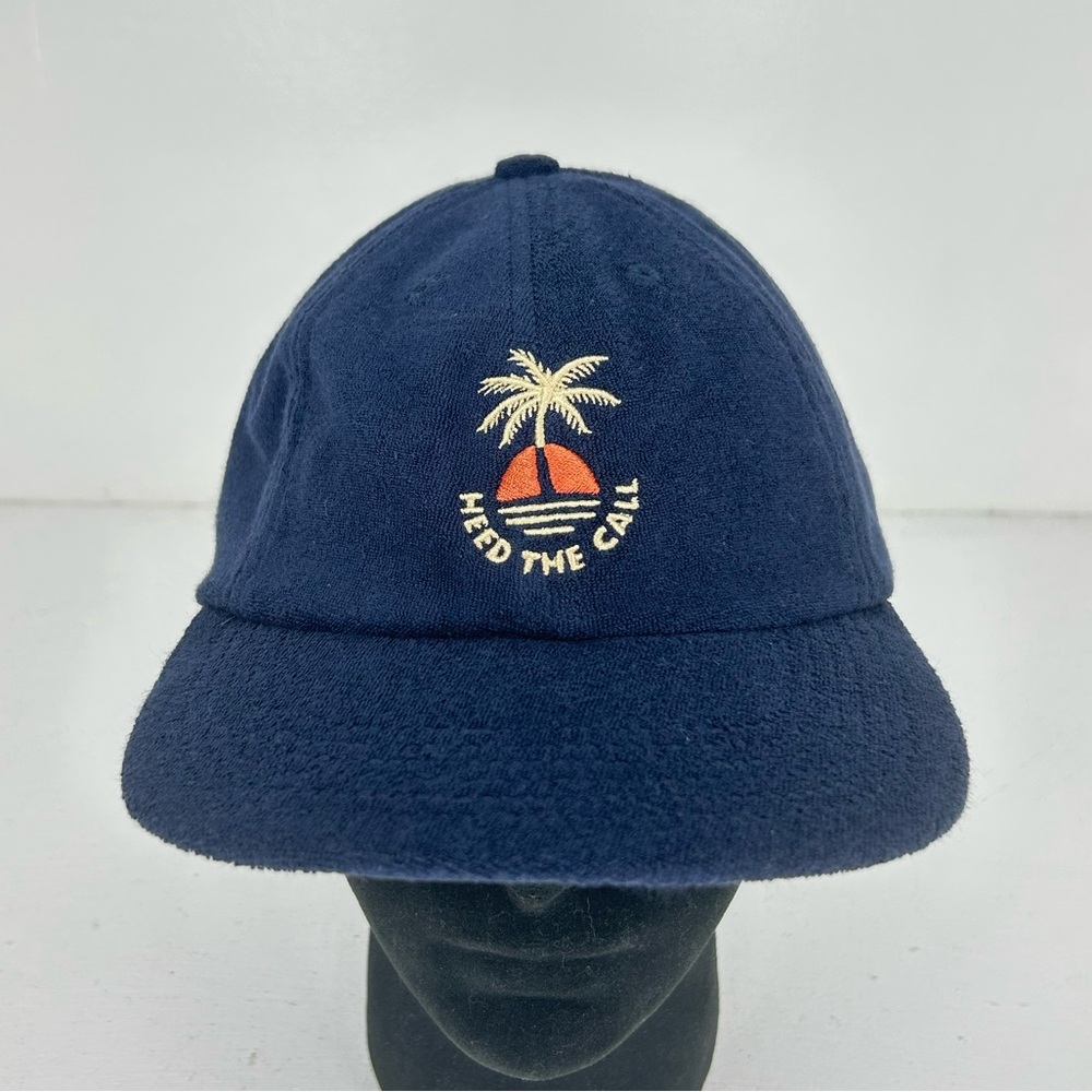 Howler Brothers NWT StrapBack Hat Sunset Palm Navy Blue‎ Terry Cloth Beach NEW - Picture 2 of 12
